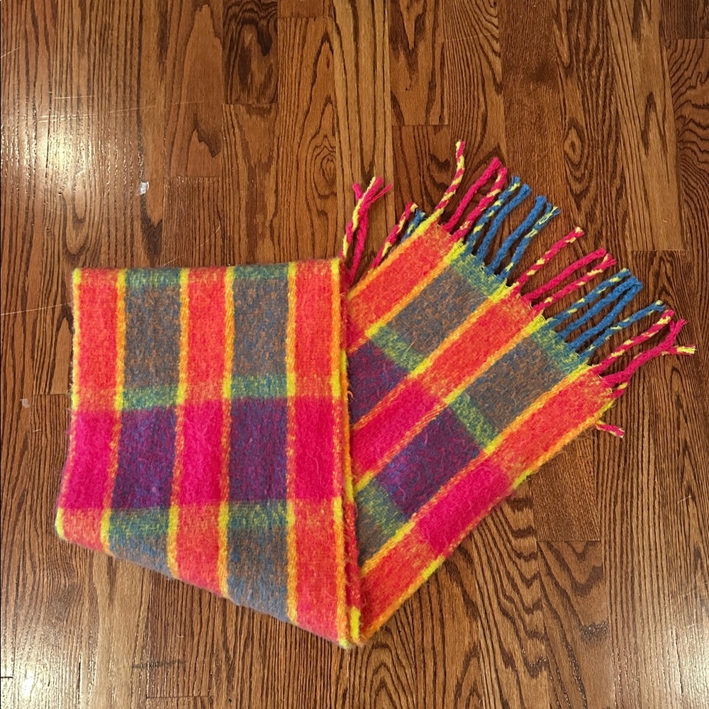 Melrose and Market Colorful Plaid Fringe Scarf